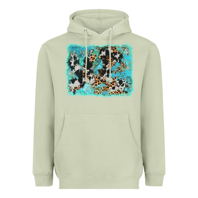 Turquoise Cowhide Leopard Background Heavyweight Hoodie by AdoDesignShop | Teevron