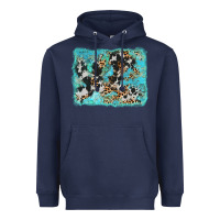 Navy turquoise cowhide leopard background Heavyweight Hoodie - AdoDesignShop