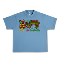 Pebble Blue peace love juneteenth Urban Heavy Tee - Zillion Design Studio