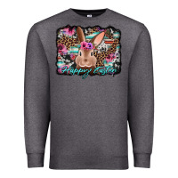 Charcoal Heather happy easter bunny western background Premium Sweatshirt - Jasminsmagicworld