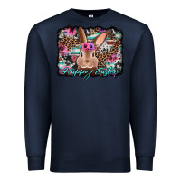 Navy happy easter bunny western background Premium Sweatshirt - Jasminsmagicworld