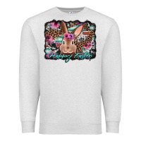 Oatmeal Heather happy easter bunny western background Premium Sweatshirt - Jasminsmagicworld