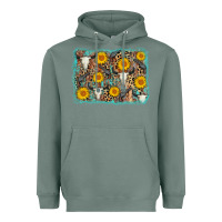 Sage cow skull sunflower background Heavyweight Hoodie - AdoDesignShop