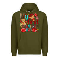 Army Green my first valentines day Premium Hoodie - NancyCooperArtShop