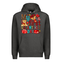 Charcoal Heather my first valentines day Premium Hoodie - NancyCooperArtShop