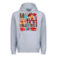 Heather Grey my first valentines day Premium Hoodie - NancyCooperArtShop