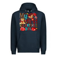 Navy my first valentines day Premium Hoodie - NancyCooperArtShop