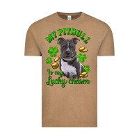 Vintage Coffee St. Patrick's Day My Pitbull Is My Lucky Charm Vintage Tee - RanaPortraitStore