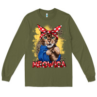 Army Green Meowica 4th of july Long Sleeve Tee - CowGirlArtShop