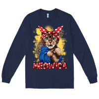 Navy Meowica 4th of july Long Sleeve Tee - CowGirlArtShop