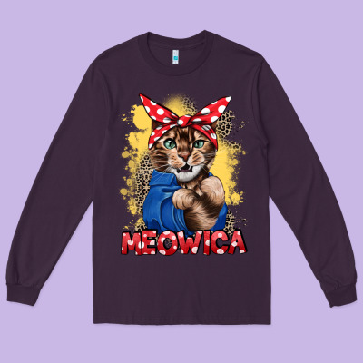 Meowica 4th Of July Long Sleeve Tee Designed By Cowgirlartshop