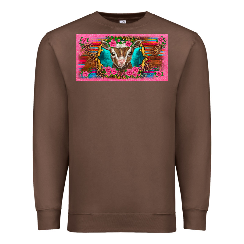 Western Baby Boer Goat Pink Flowers Serape Leopard Pink Glitter Patter Premium Sweatshirt by BarkalooDesign | Teevron