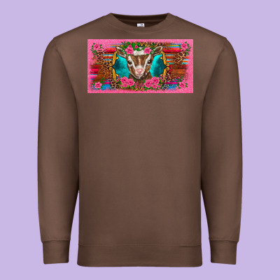 Western Baby Boer Goat Pink Flowers Serape Leopard Pink Glitter Patter Premium Sweatshirt Designed By Barkaloodesign