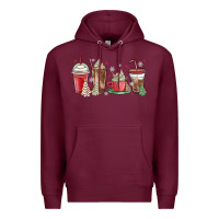 Burgundy christmas tree cake and coffee cups Premium Hoodie - MaliasSmallBusiness