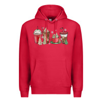 Cardinal christmas tree cake and coffee cups Premium Hoodie - MaliasSmallBusiness