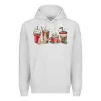 Dove Grey christmas tree cake and coffee cups Premium Hoodie - MaliasSmallBusiness