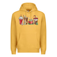 Mustard christmas tree cake and coffee cups Premium Hoodie - MaliasSmallBusiness
