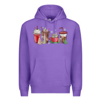 Purple christmas tree cake and coffee cups Premium Hoodie - MaliasSmallBusiness