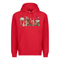 Red christmas tree cake and coffee cups Premium Hoodie - MaliasSmallBusiness