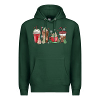 Sports Green christmas tree cake and coffee cups Premium Hoodie - MaliasSmallBusiness