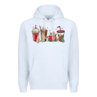 White christmas tree cake and coffee cups Premium Hoodie - MaliasSmallBusiness