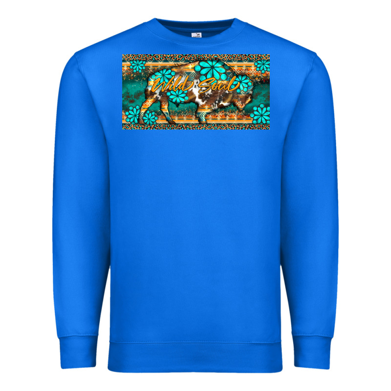Western  Bison Wild Soul Turquoise's Gemstones  License Plate Template Premium Sweatshirt by BarkalooDesign | Teevron