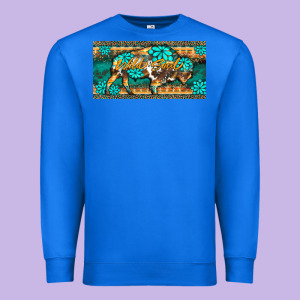 Western  Bison Wild Soul Turquoise's Gemstones  License Plate Template Premium Sweatshirt Designed By Barkaloodesign
