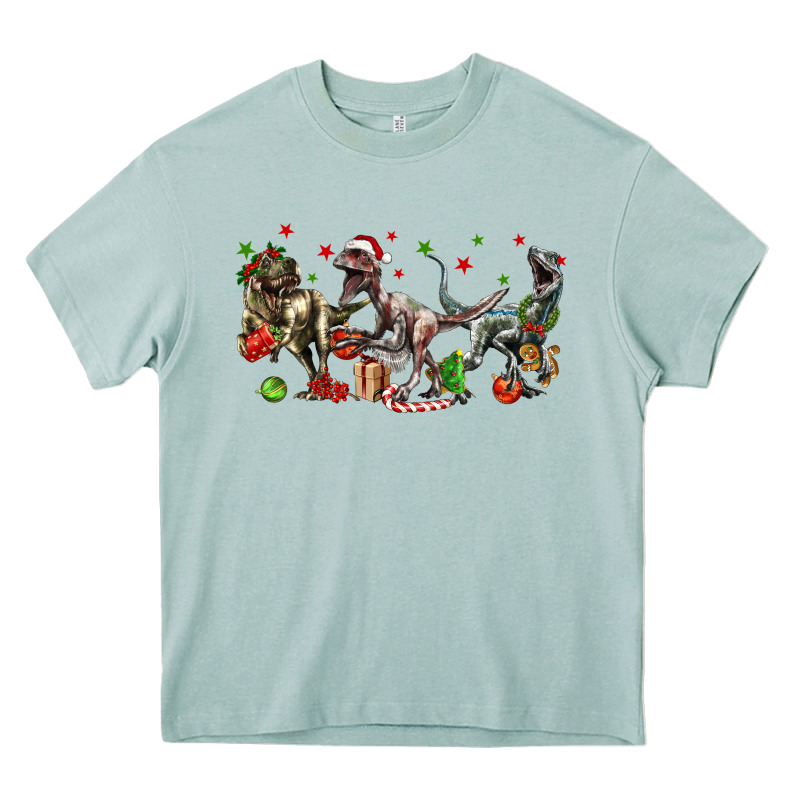 Three Christmas Dinosaurs Heavy Core Tee by LillyAllenDesigns | Teevron