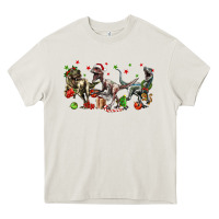 Cream Three Christmas Dinosaurs Heavy Core Tee - LillyAllenDesigns