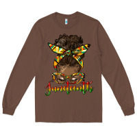Chestnut juneteenth black woman messy bun Long Sleeve Tee - HRA Design Shop