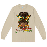 Mushroom juneteenth black woman messy bun Long Sleeve Tee - HRA Design Shop