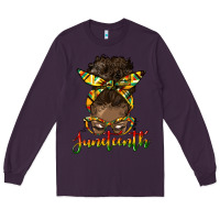 Plum juneteenth black woman messy bun Long Sleeve Tee - HRA Design Shop