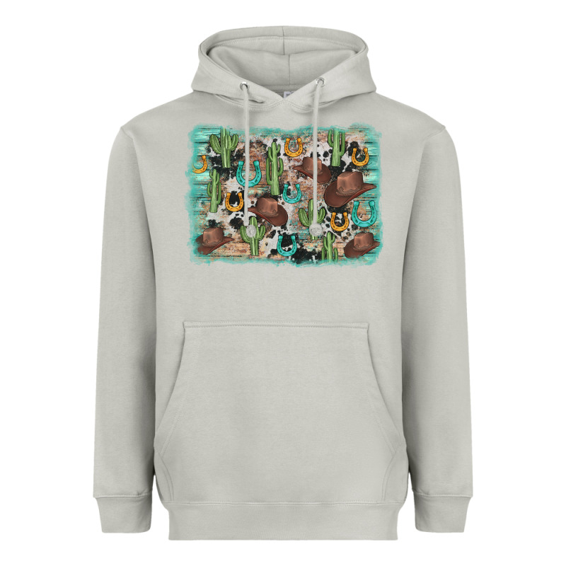 Cactus Cowboy Hat Background Heavyweight Hoodie by AdoDesignShop | Teevron