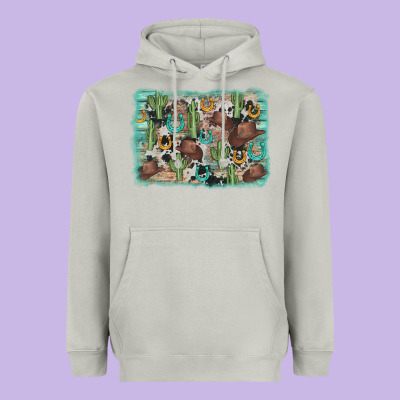 Cactus Cowboy Hat Background Heavyweight Hoodie Designed By Adodesignshop