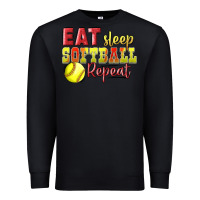 Black Eat Sleep Softball Repeat Premium Sweatshirt - LillyAllenDesigns
