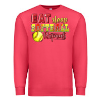 Cardinal Eat Sleep Softball Repeat Premium Sweatshirt - LillyAllenDesigns