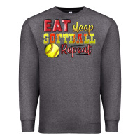 Charcoal Heather Eat Sleep Softball Repeat Premium Sweatshirt - LillyAllenDesigns