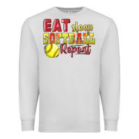 Dove Grey Eat Sleep Softball Repeat Premium Sweatshirt - LillyAllenDesigns