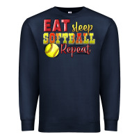 Navy Eat Sleep Softball Repeat Premium Sweatshirt - LillyAllenDesigns