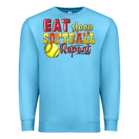 Ocean Blue Eat Sleep Softball Repeat Premium Sweatshirt - LillyAllenDesigns