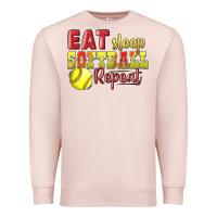 Pale Pink Eat Sleep Softball Repeat Premium Sweatshirt - LillyAllenDesigns
