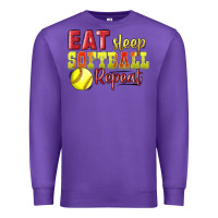 Purple Eat Sleep Softball Repeat Premium Sweatshirt - LillyAllenDesigns