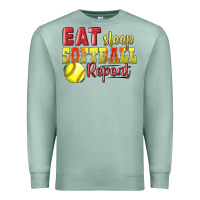 Seafoam Eat Sleep Softball Repeat Premium Sweatshirt - LillyAllenDesigns