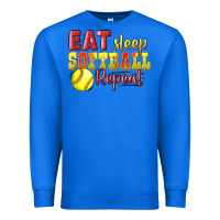 True Royal Eat Sleep Softball Repeat Premium Sweatshirt - LillyAllenDesigns