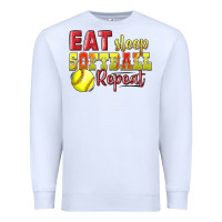 White Eat Sleep Softball Repeat Premium Sweatshirt - LillyAllenDesigns
