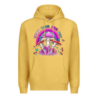 Antique Gold grow your own way crystal and mushroom Premium Hoodie - MaliasSmallBusiness