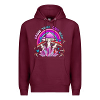 Burgundy grow your own way crystal and mushroom Premium Hoodie - MaliasSmallBusiness