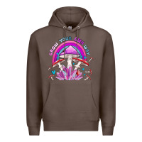 Coffee grow your own way crystal and mushroom Premium Hoodie - MaliasSmallBusiness
