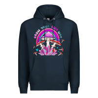 Navy grow your own way crystal and mushroom Premium Hoodie - MaliasSmallBusiness