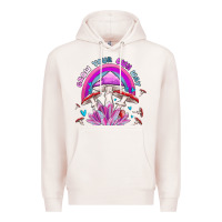 Pale Pink grow your own way crystal and mushroom Premium Hoodie - MaliasSmallBusiness